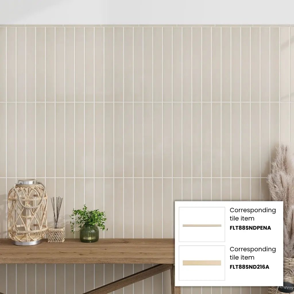 Alabaster Beige 0.5x8 Glossy Ceramic Pencil Tile Trim (10 pack, 0.27 sq ft/case) by Apollo Tile
