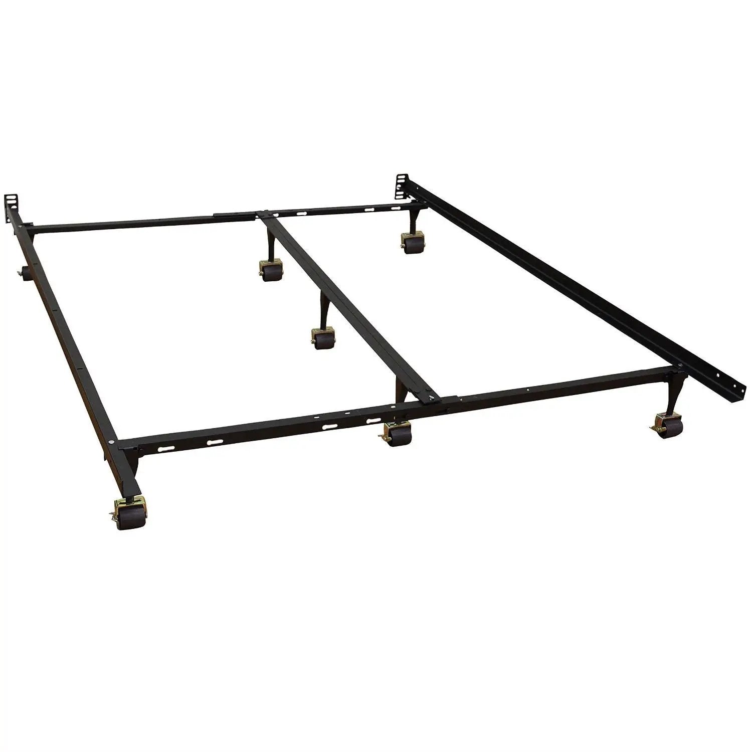 Full size Sturdy Metal Bed Frame with 7-Legs Locking Casters and Headboard Brackets by HomePacific