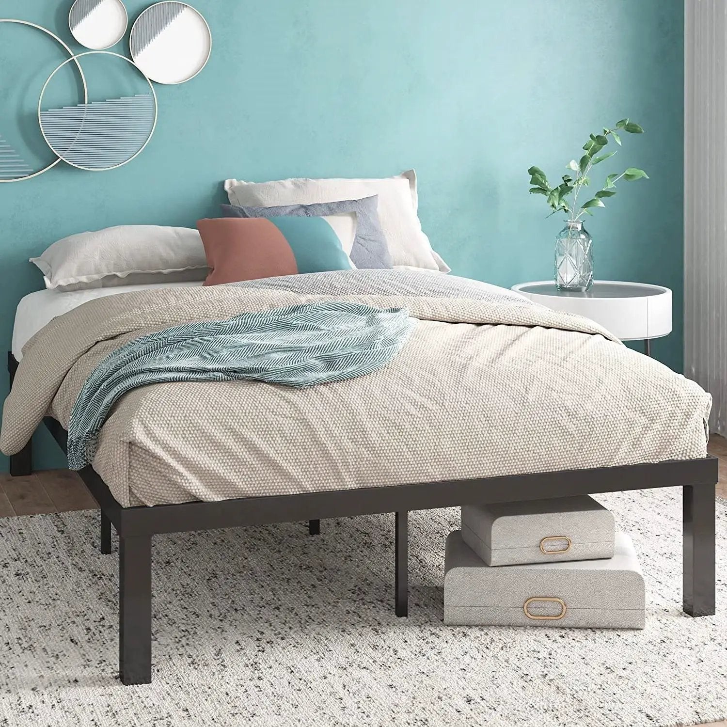 Full size Modern 16-inch Heavy Steel Metal Platform Bed Frame by HomePacific