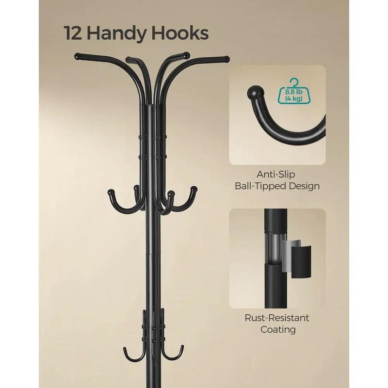 Heavy Duty Black Metal Coat Rack with Umbrella Holder by HomePacific
