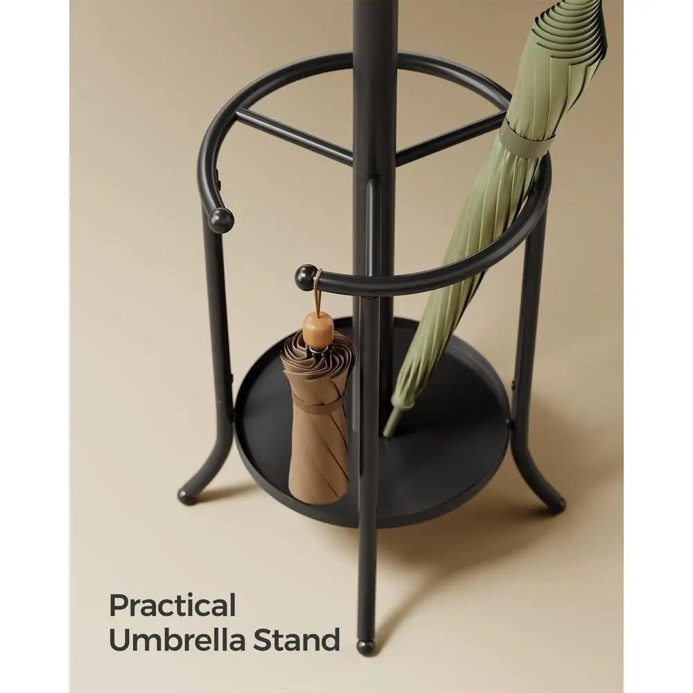 Heavy Duty Black Metal Coat Rack with Umbrella Holder by HomePacific