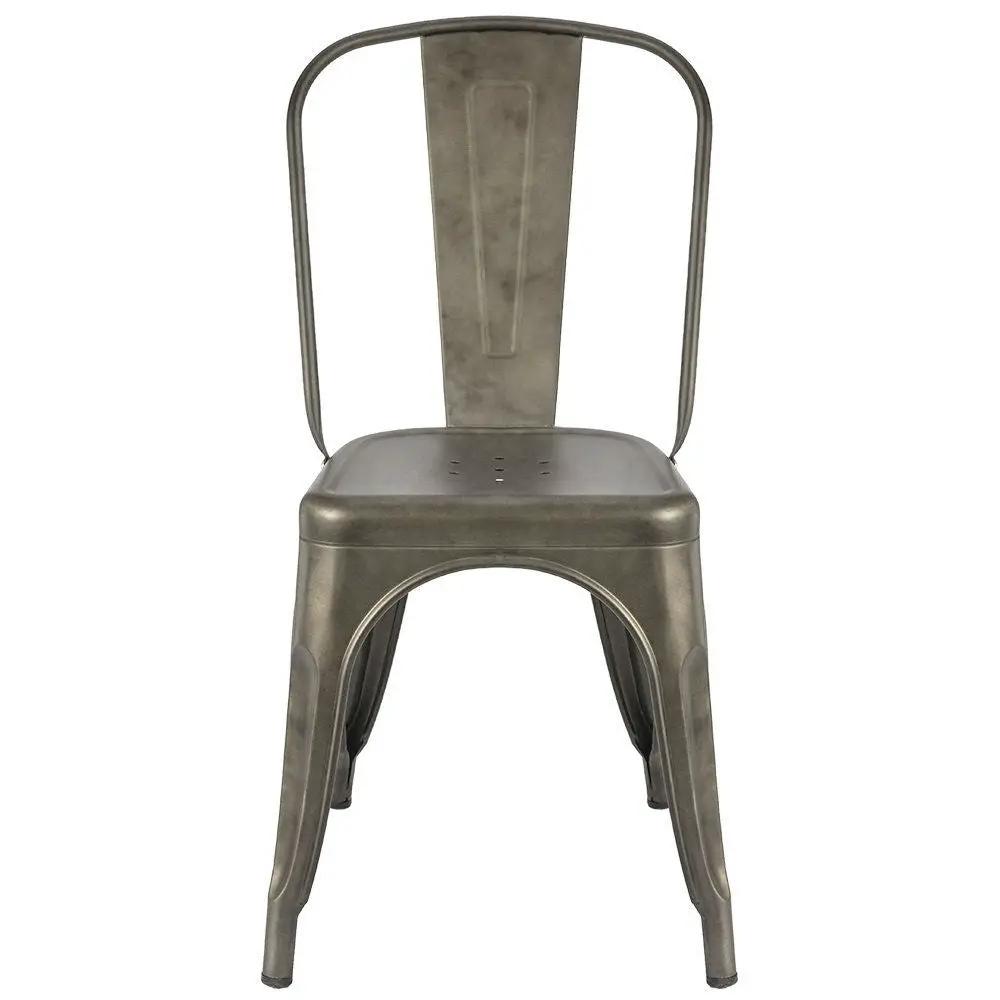 Set of 4 - Stackable Modern Cafe Bistro Dining Side Chair in Gun Metal Finish by HomePacific