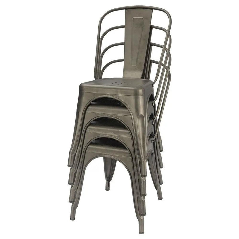 Set of 4 - Stackable Modern Cafe Bistro Dining Side Chair in Gun Metal Finish by HomePacific
