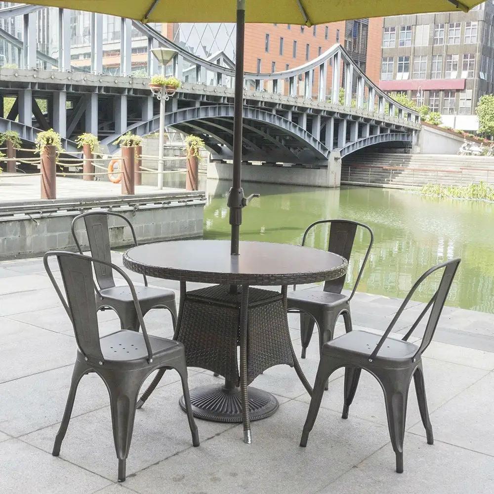 Set of 4 - Stackable Modern Cafe Bistro Dining Side Chair in Gun Metal Finish by HomePacific