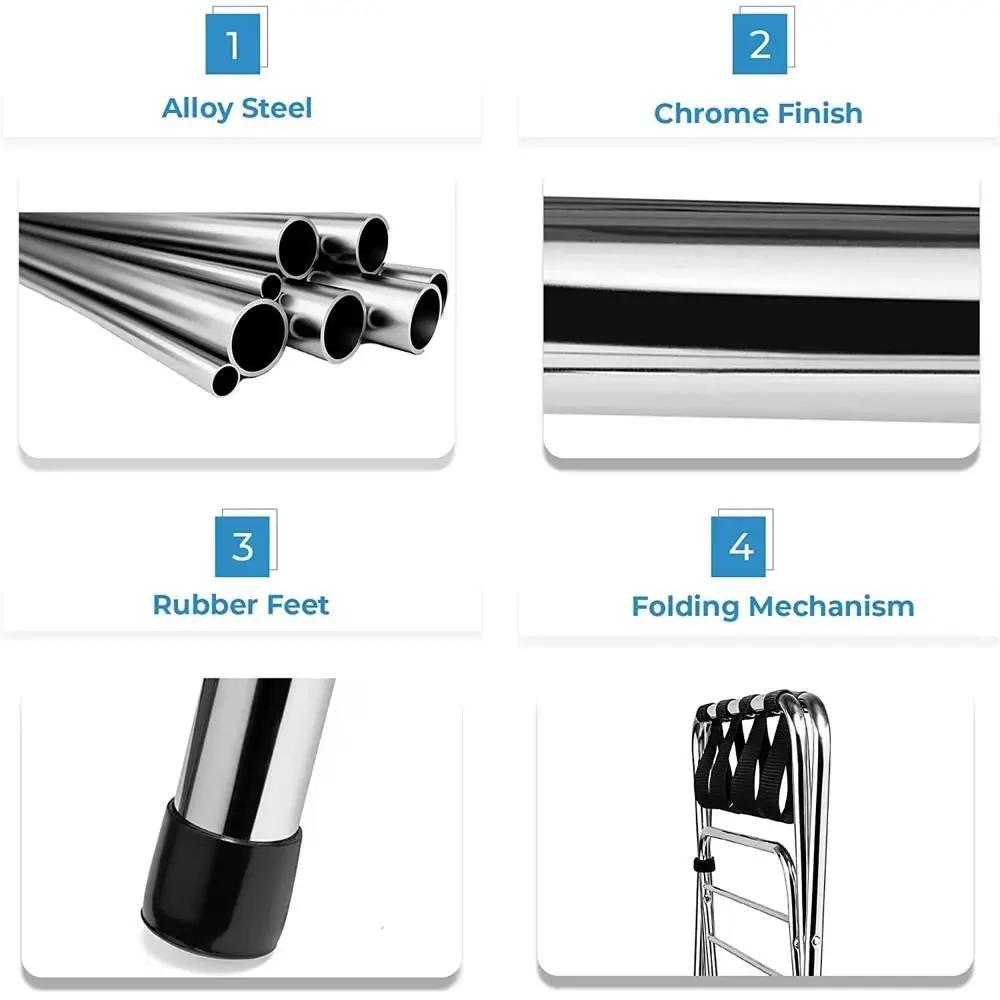 High Back Metal Folding Luggage Rack by HomePacific