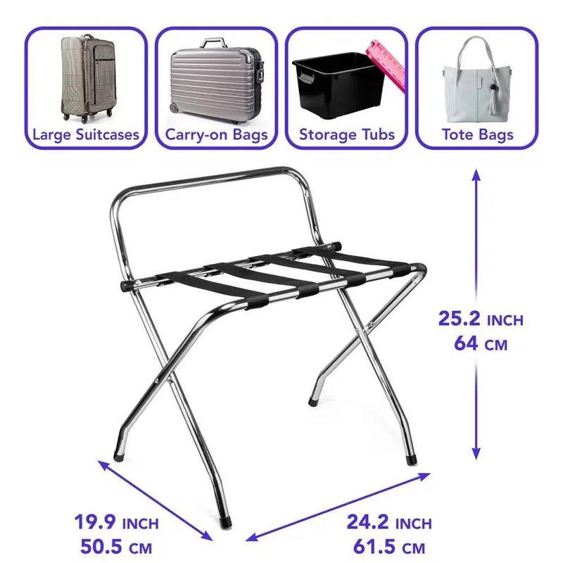 High Back Metal Folding Luggage Rack by HomePacific