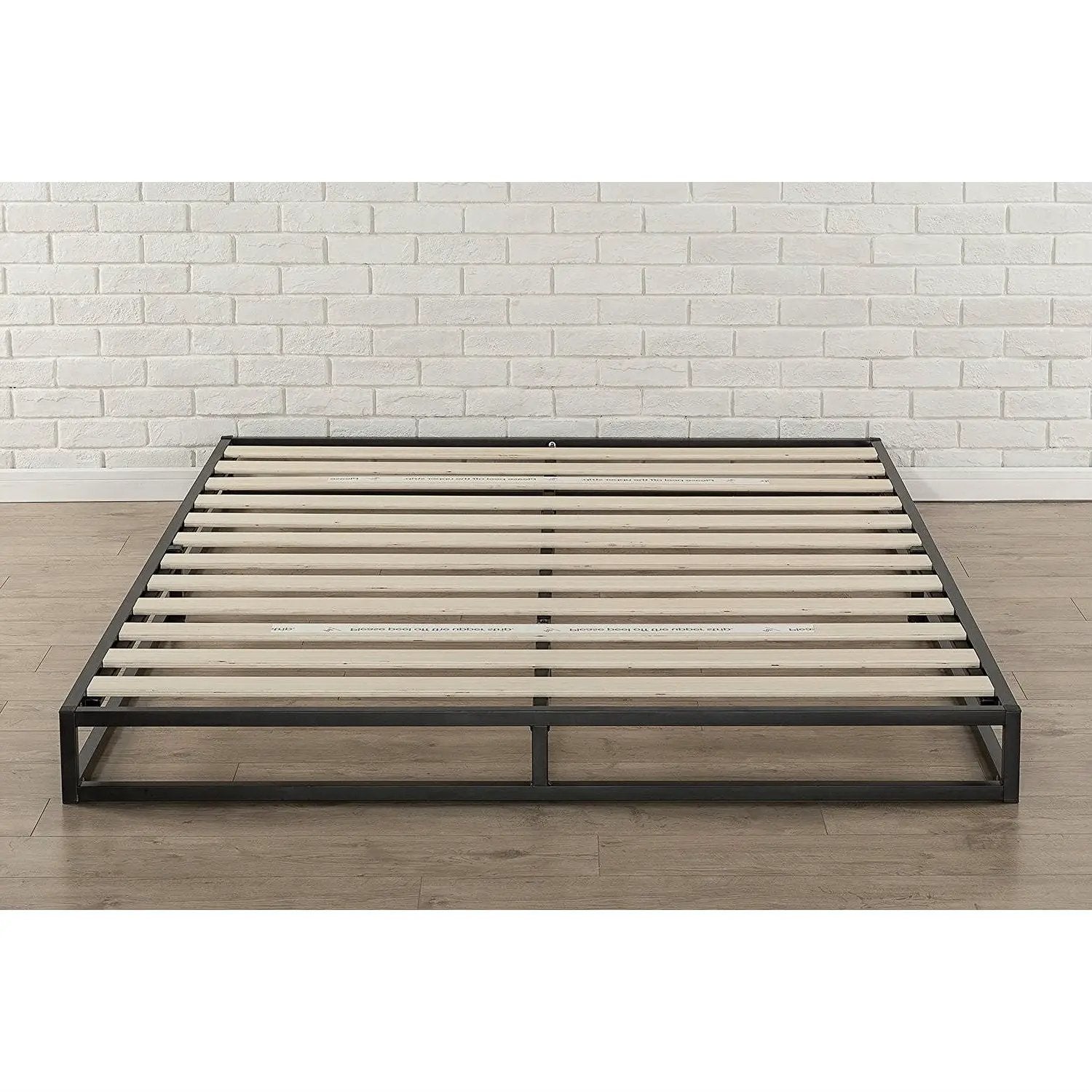 Full size 6-inch Low Profile Metal Platform Bed Frame with Wooden Slats by HomePacific