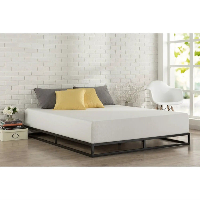 Full size 6-inch Low Profile Metal Platform Bed Frame with Wooden Slats by HomePacific