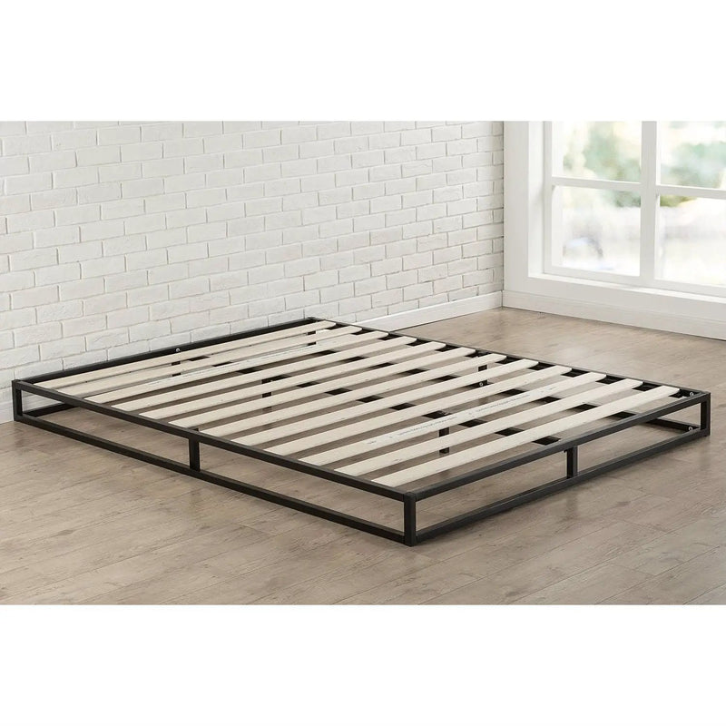 Full size 6-inch Low Profile Metal Platform Bed Frame with Wooden Slats by HomePacific