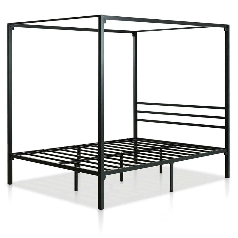 Full size Modern Black Metal Canopy Bed Frame by HomePacific