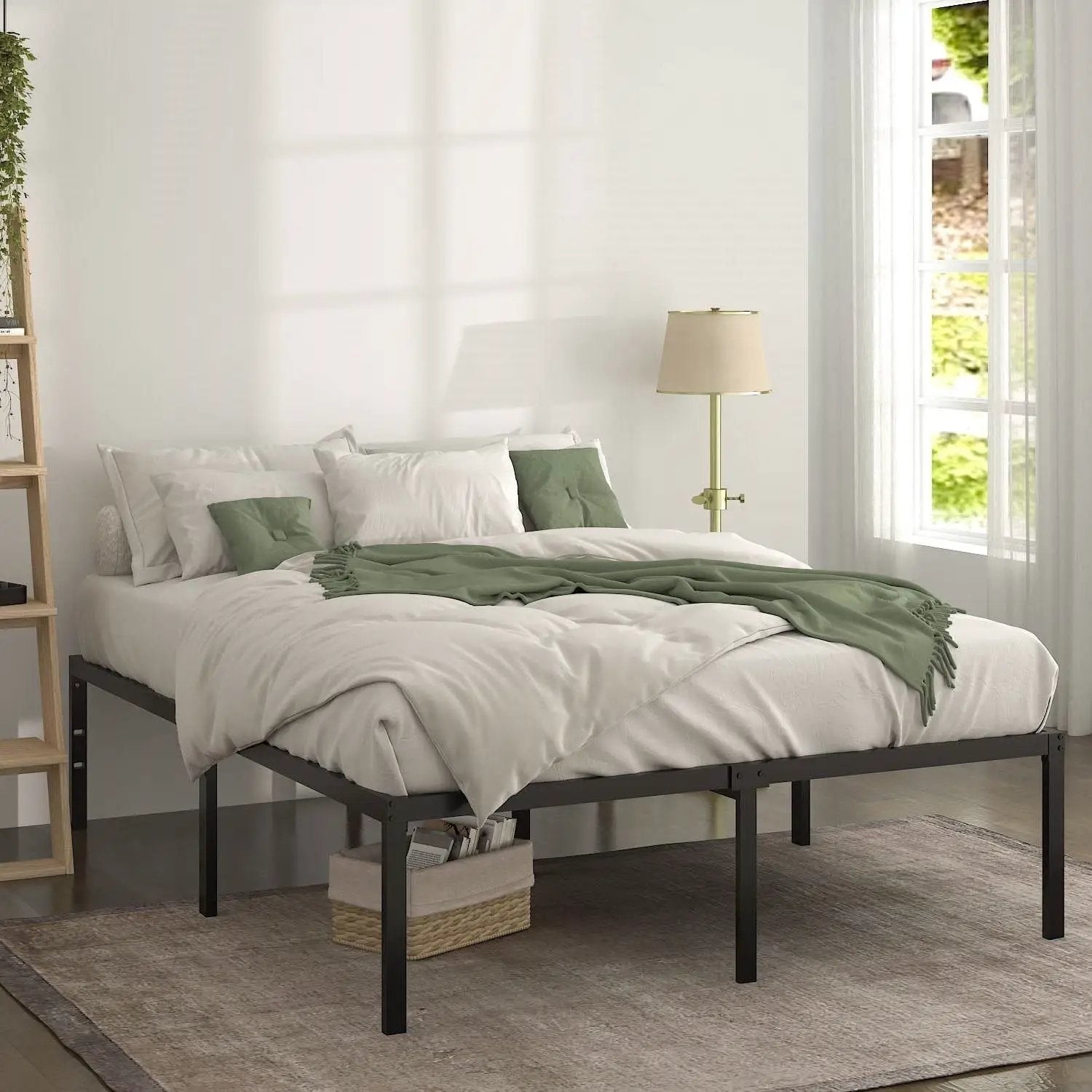 Full 18-inch Metal Platform Bed Frame with Under-Bed Storage Space by HomePacific