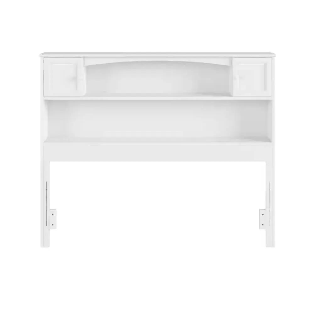 Full size Farmhouse Bookcase Headboard in White Wood Finish by HomePacific