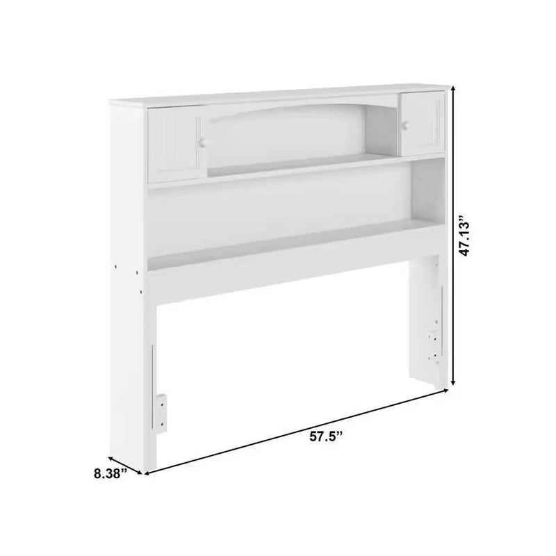Full size Farmhouse Bookcase Headboard in White Wood Finish by HomePacific