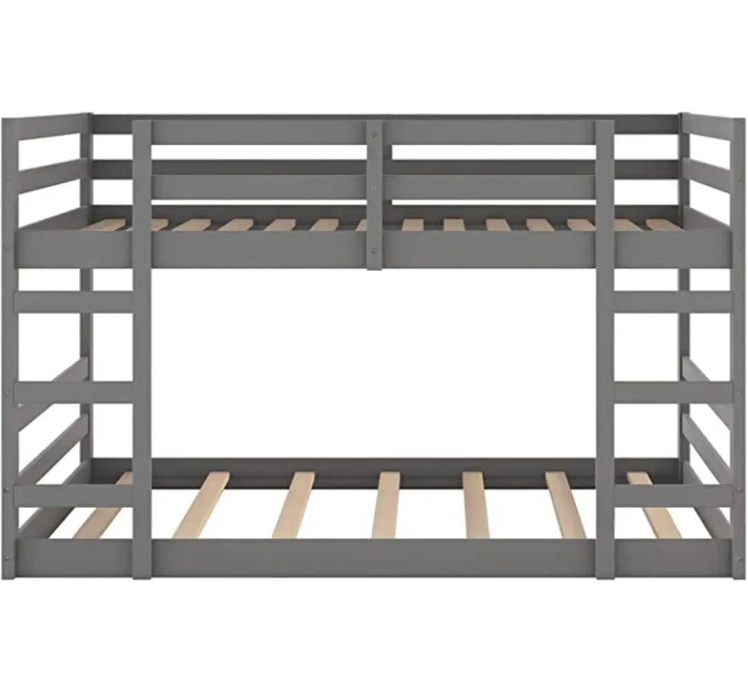 Full over Full Modern Low Profile Bunk Bed in Grey Wood Finish by HomePacific