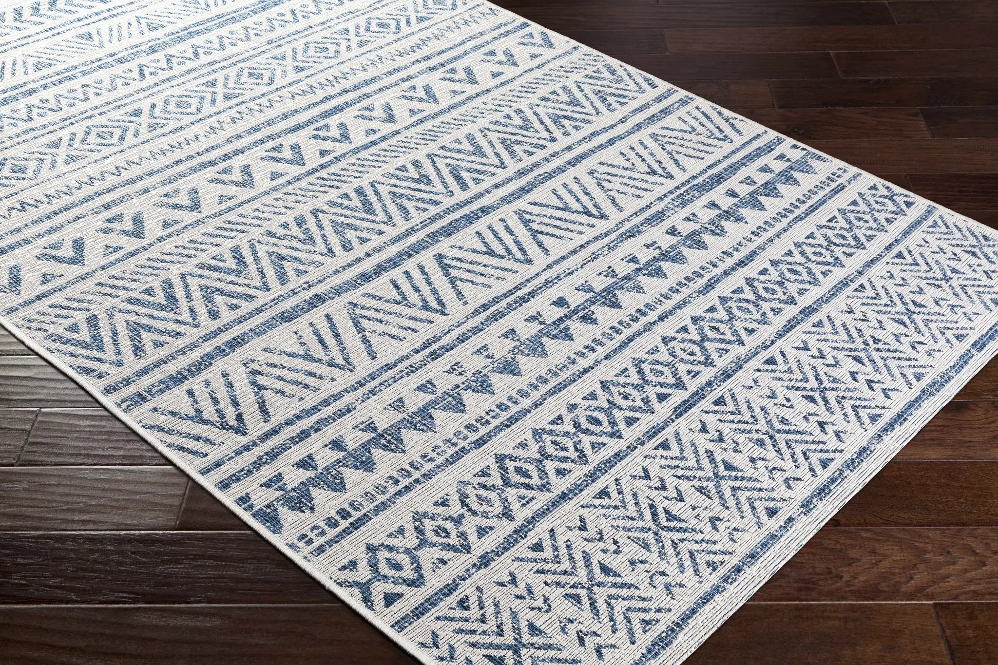 Novato Navy All Over Pattern Performance Outdoor Rug by Boutique Rugs
