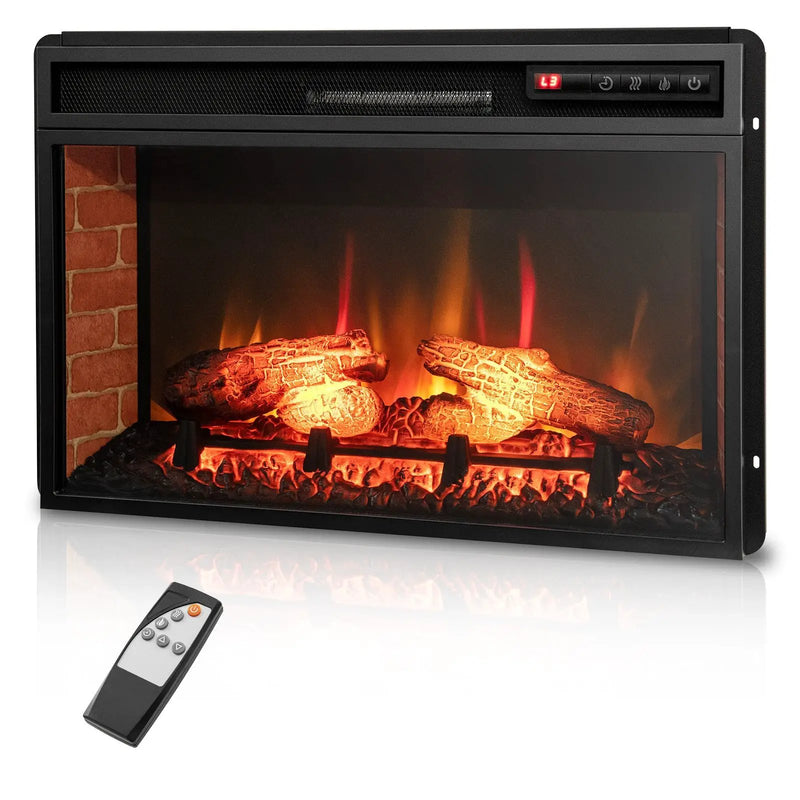26 Inch Infrared Electric Fireplace Insert with Remote Control-Black by DirectDeals