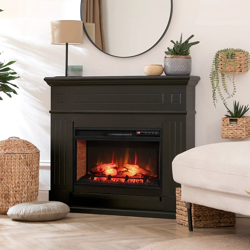 26 Inch Infrared Electric Fireplace Insert with Remote Control-Black by DirectDeals