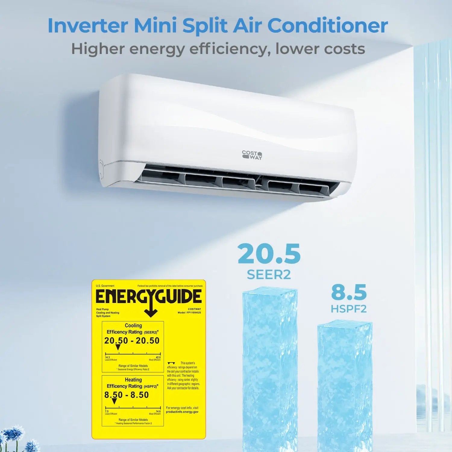 9100 BTU 20.5 SEER2 115V Mini Split Air Conditioner with Heat Pump by DirectDeals