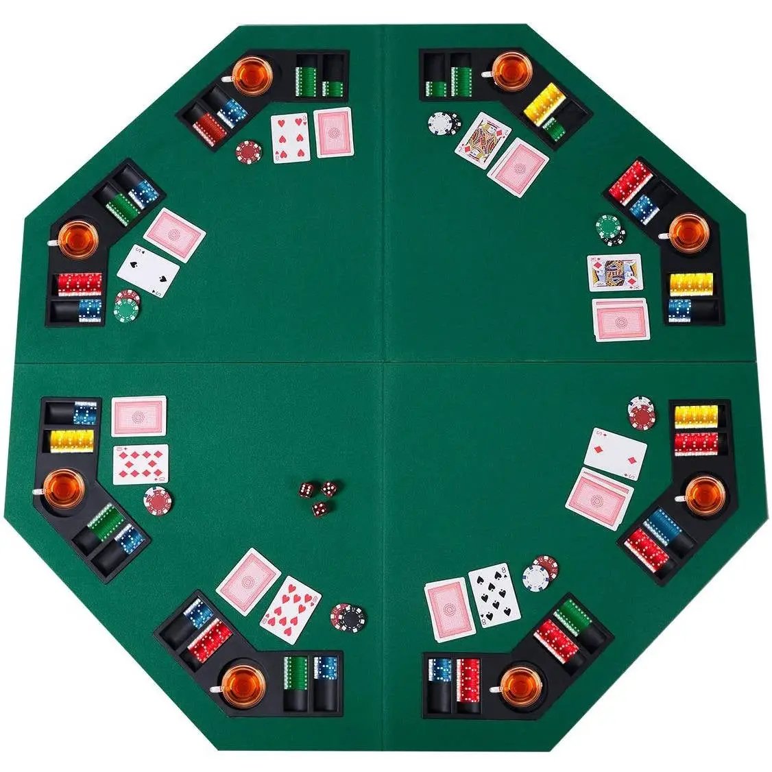 Folding 48-inch Octagon 8 Player Poker Table Top with Carry Case by HomePacific