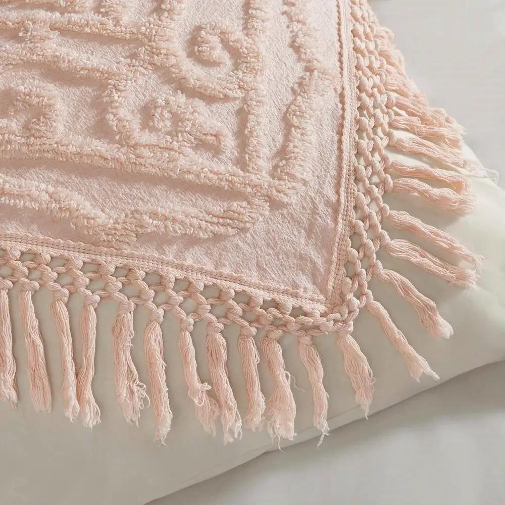 Full/Queen 100-Percent Cotton Chenille Bedspread with Fringe Hem in Pink Blush by HomePacific