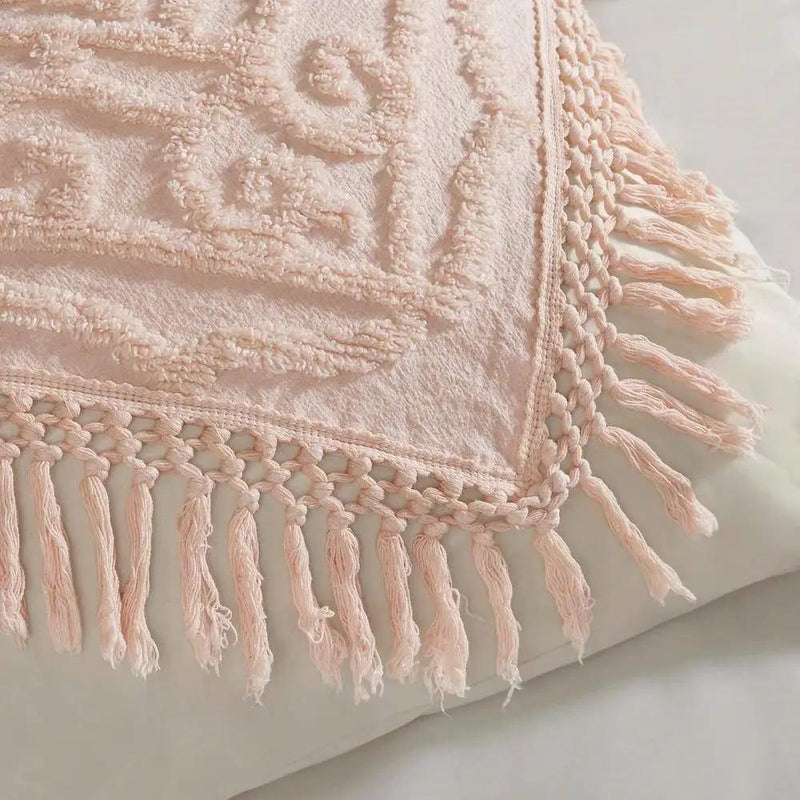 Full/Queen 100-Percent Cotton Chenille Bedspread with Fringe Hem in Pink Blush by HomePacific