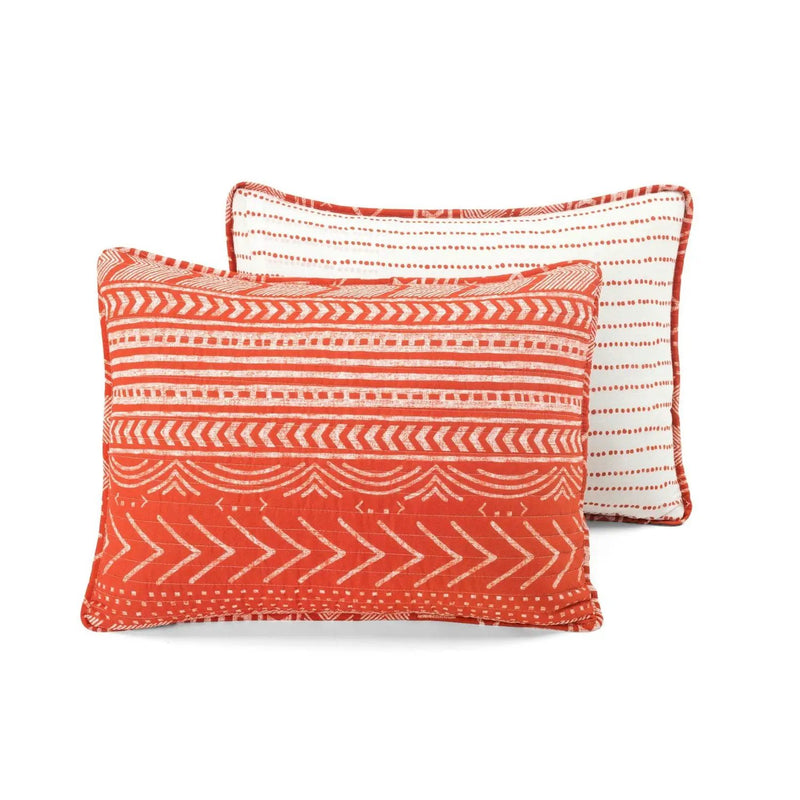 Full/Queen Scandinavian Chevron Orange White Stripe Reversible Cotton Quilt Set by HomePacific