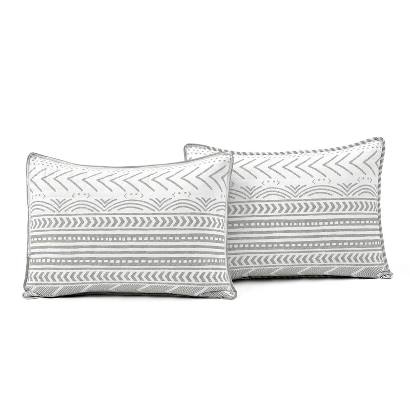 Full/Queen Scandinavian Chevron Grey White Reversible Cotton Quilt Set by HomePacific