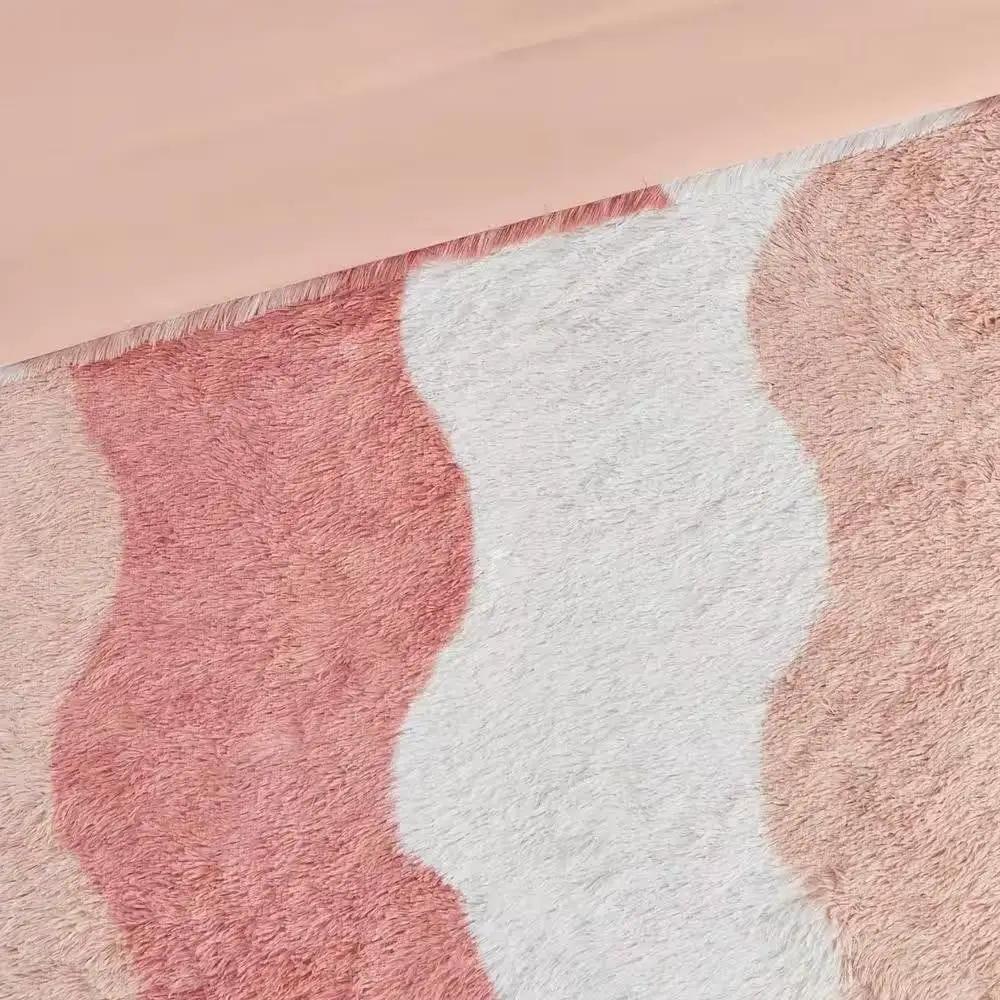Full/Queen Pink Blush White Reversible Soft Sherpa Faux Fur 3-PC Comforter Set by HomePacific