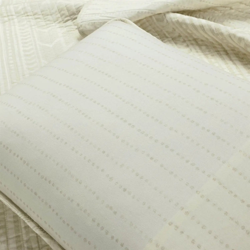 Full/Queen Scandinavian Chevron Ivory Beige Reversible Cotton Quilt Set by HomePacific