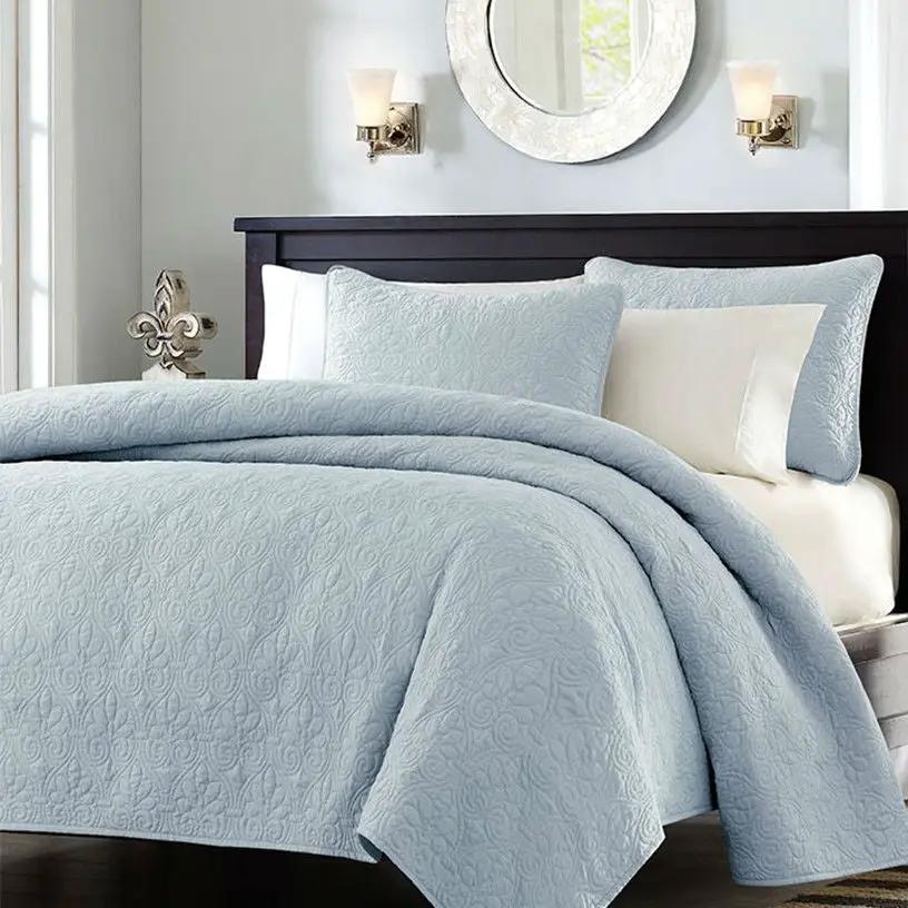 Full / Queen size Quilted Bedspread Coverlet with 2 Shams in Light Blue by HomePacific