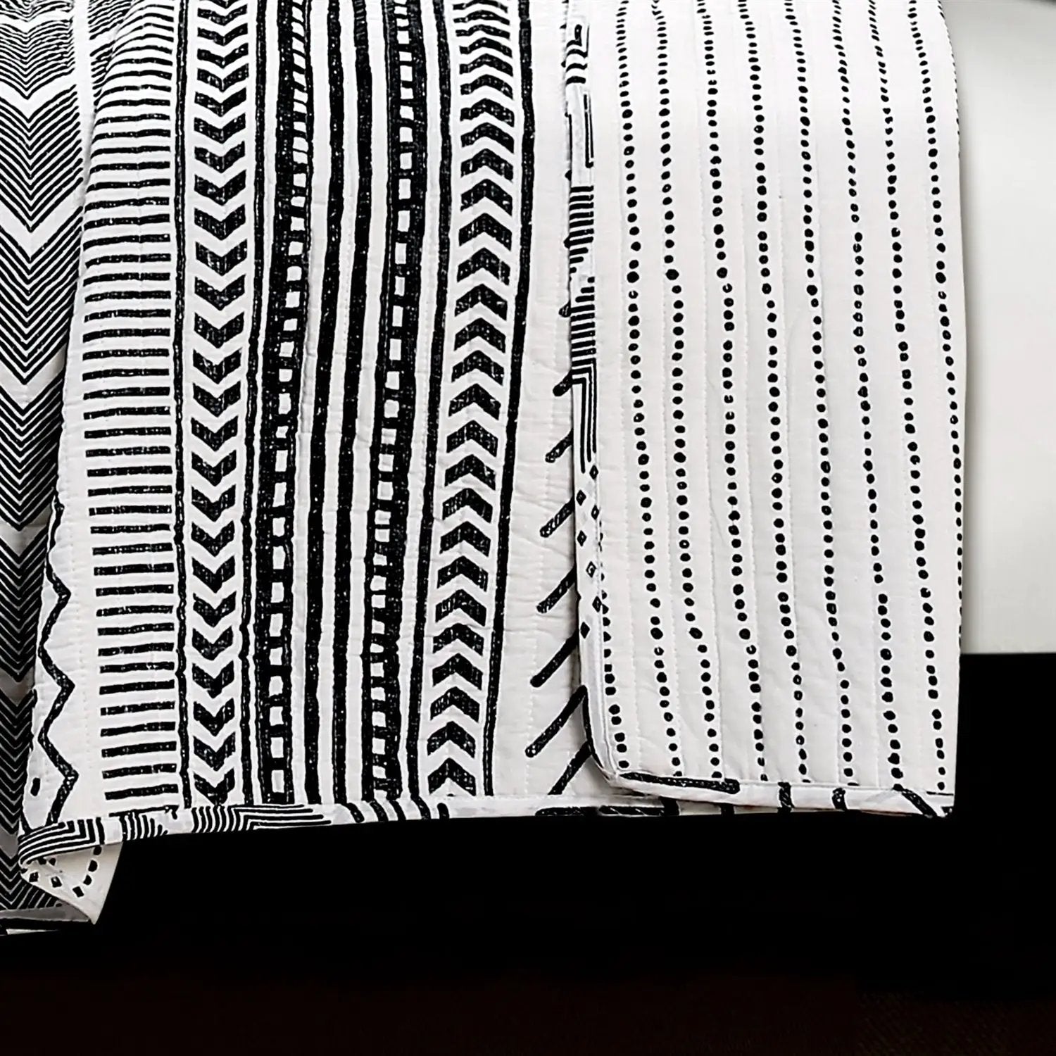 3 Piece Scandinavian Black White Reversible Cotton Set in Full/Queen by HomePacific