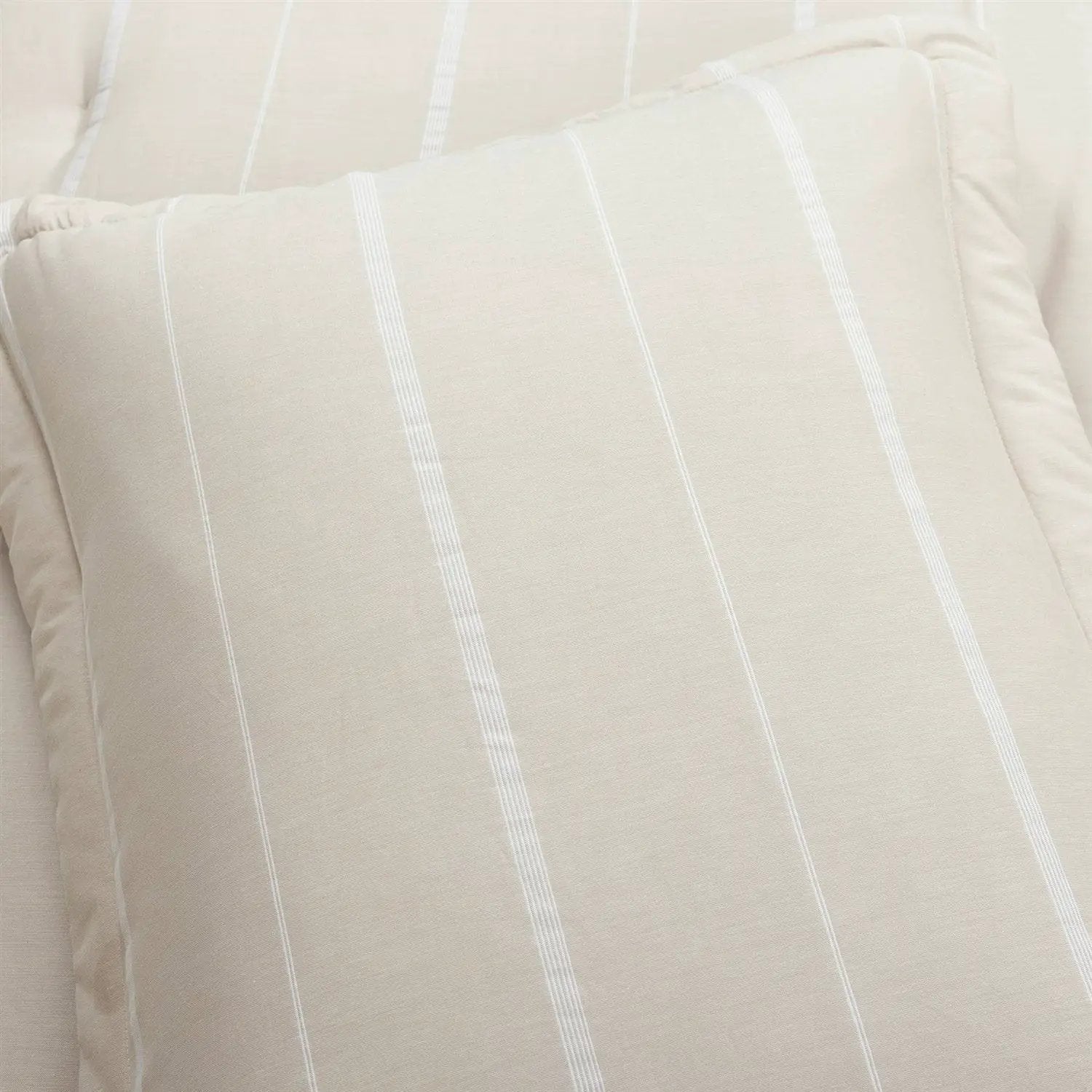 Full/Queen Beige Off-White Stripe Lightweight 3-Piece Comforter Set by HomePacific