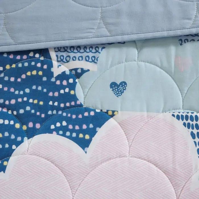 Full/Queen Kids Blue Pink Unicorn Clouds Quilt Coverlet Bedspread Set by HomePacific