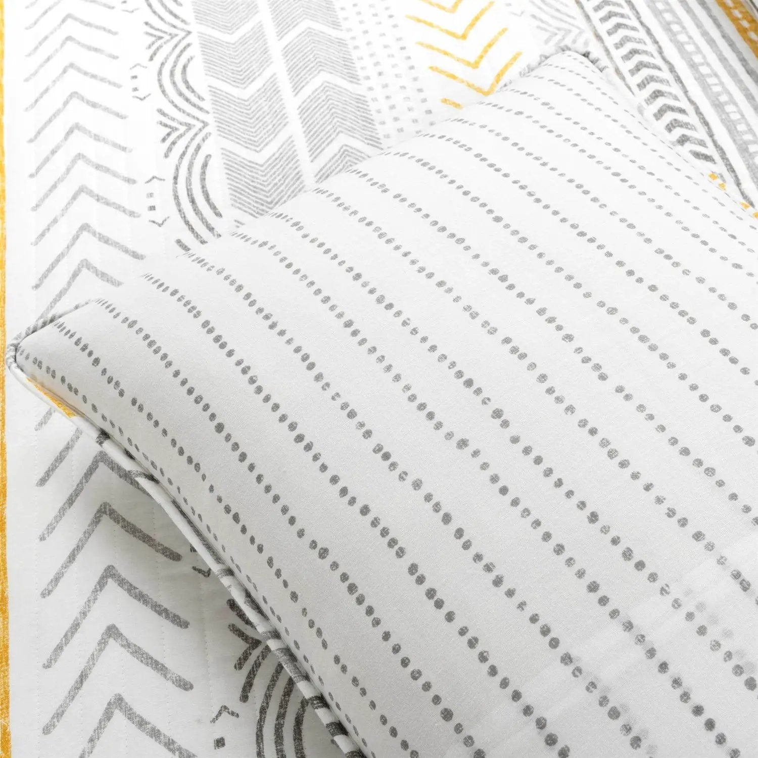 Full/Queen Scandinavian Grey/Yellow Reversible Cotton Quilt Set by HomePacific