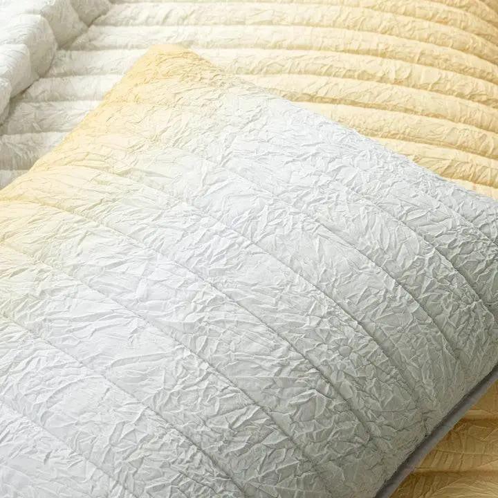 Full/Queen Yellow Orange Grey Lightweight Crinkle Fabric 3 Piece Quilt Set by HomePacific
