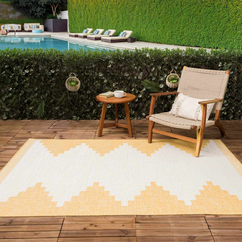 Djugun Yellow Outdoor Rug - Clearance by Boutique Rugs