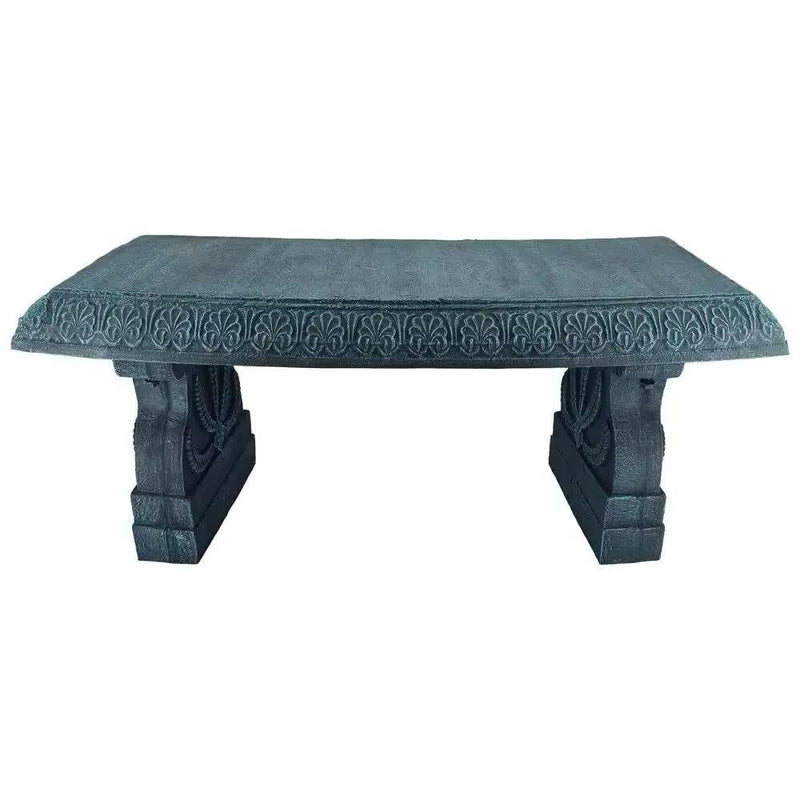 Black Fiber-Clay Resin Outdoor Garden Bench in Stone Finish by HomePacific