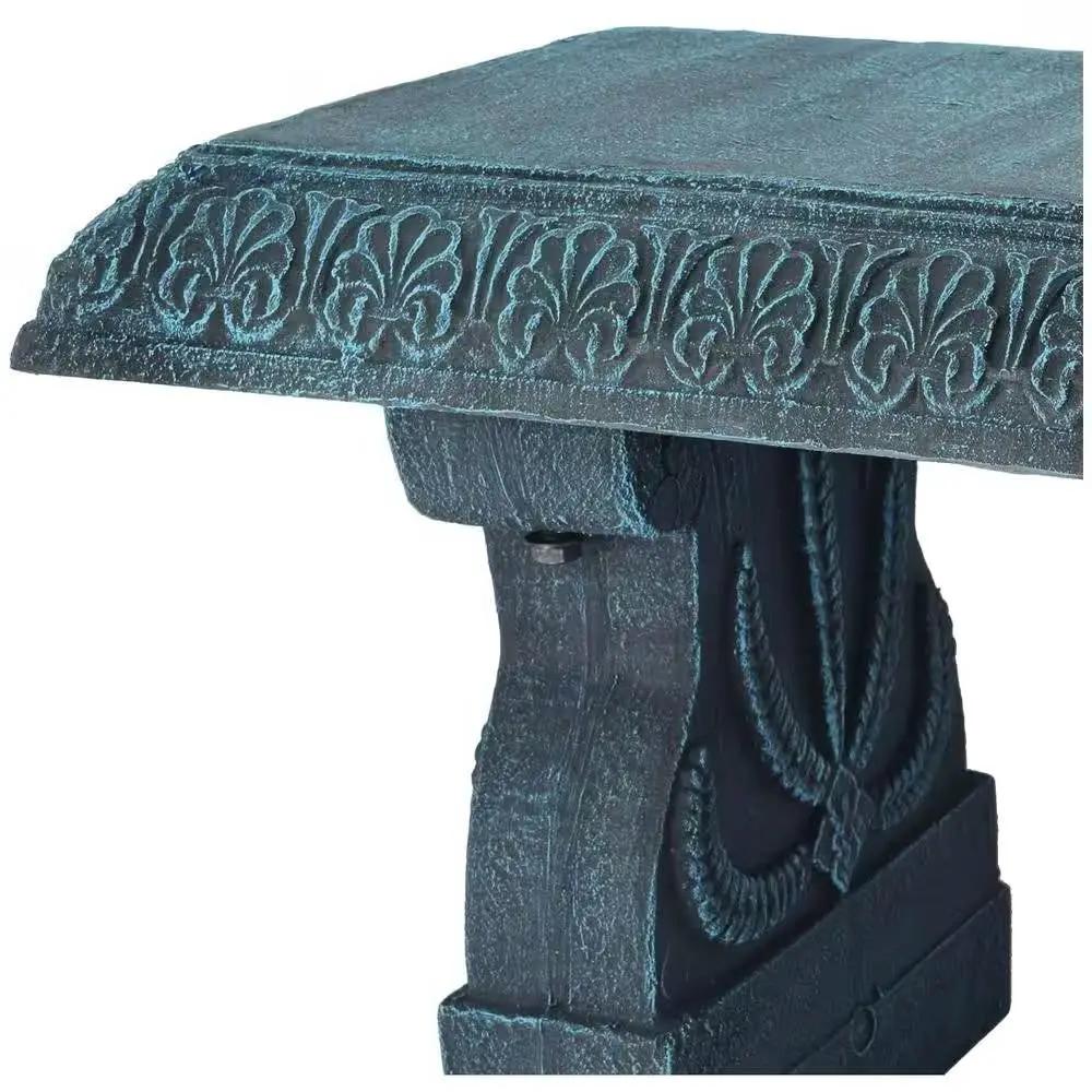Black Fiber-Clay Resin Outdoor Garden Bench in Stone Finish by HomePacific
