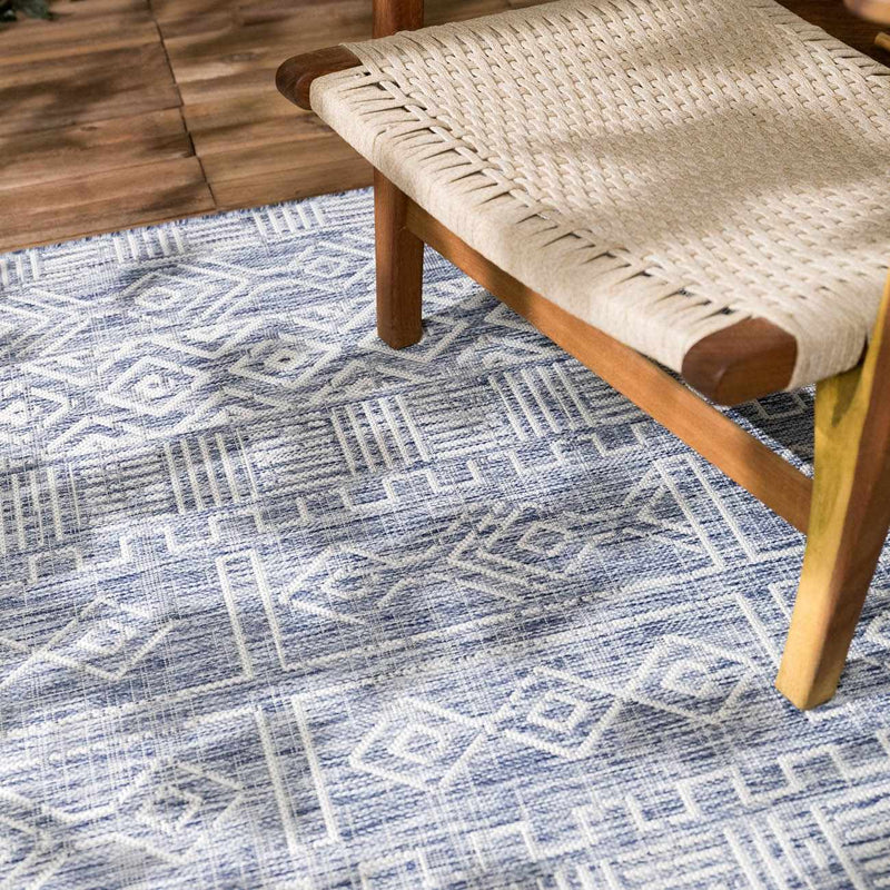 Epson Blue Indoor & Outdoor Rug - Clearance by Boutique Rugs