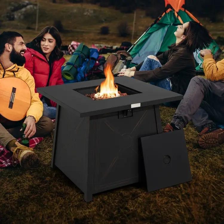 50,000 BTU Black Steel Square Portable LP Gas Propane Fire Pit Table by HomePacific