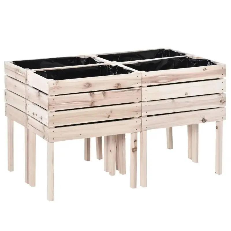 Farmhouse 4 Piece Wooden Elevated Raised Garden Bed Planter Box by HomePacific