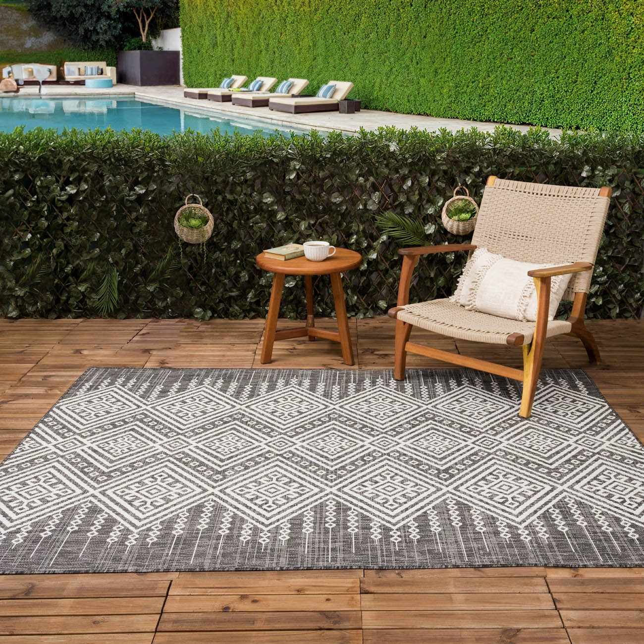 Frankville Black&White All Over Performance Outdoor Rug by Boutique Rugs