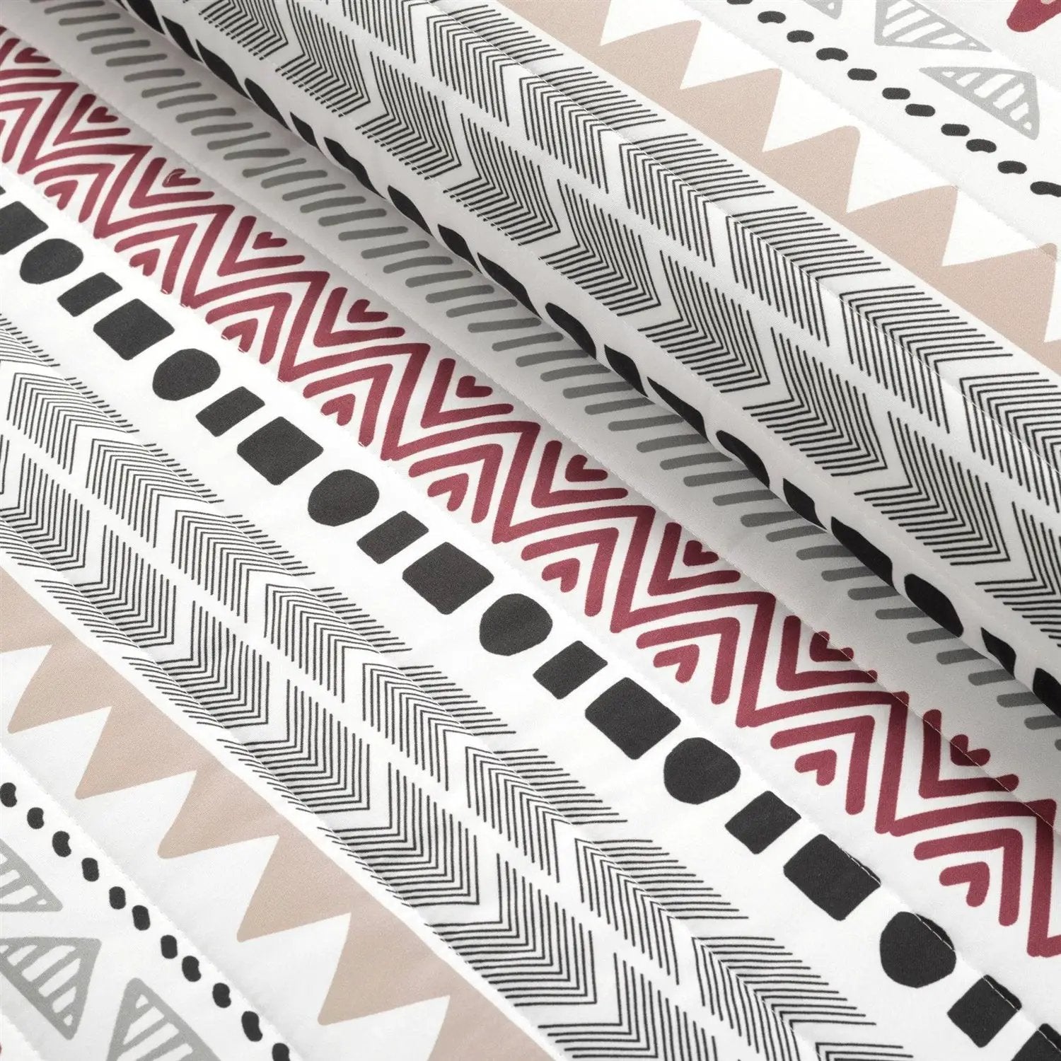 Full/Queen Lightweight Rustic Red Chevron Stripe Reversible 3 Piece Quilt Set by HomePacific