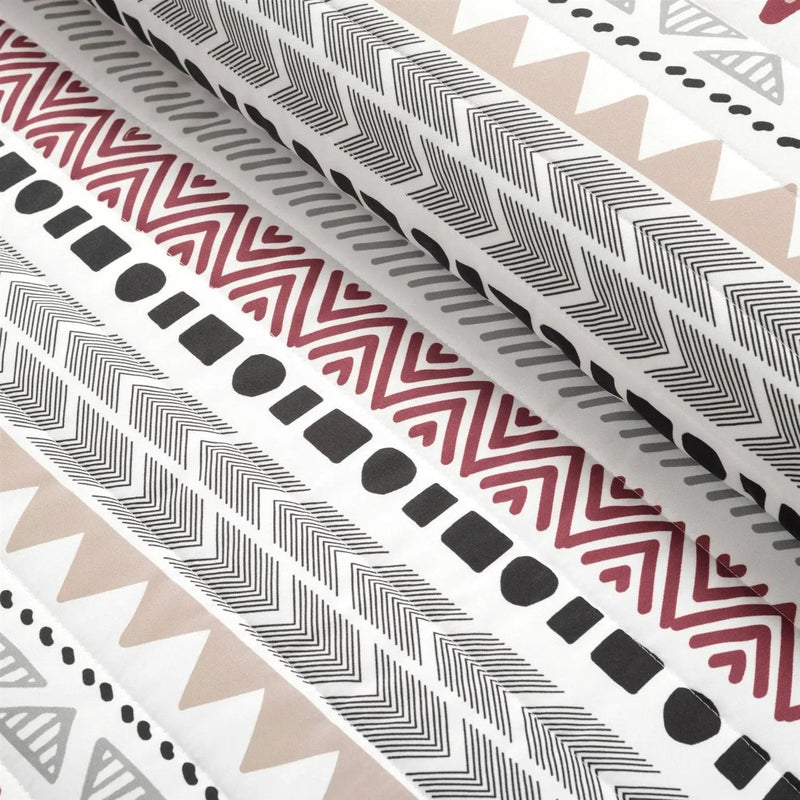 Full/Queen Lightweight Rustic Red Chevron Stripe Reversible 3 Piece Quilt Set by HomePacific