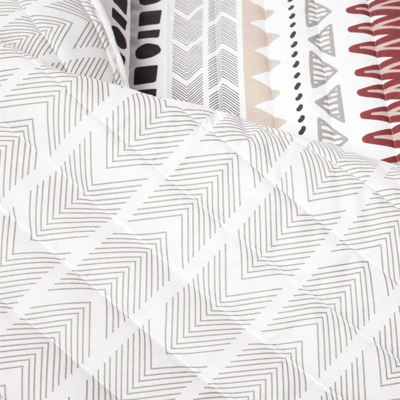 Full/Queen Lightweight Rustic Red Chevron Stripe Reversible 3 Piece Quilt Set by HomePacific