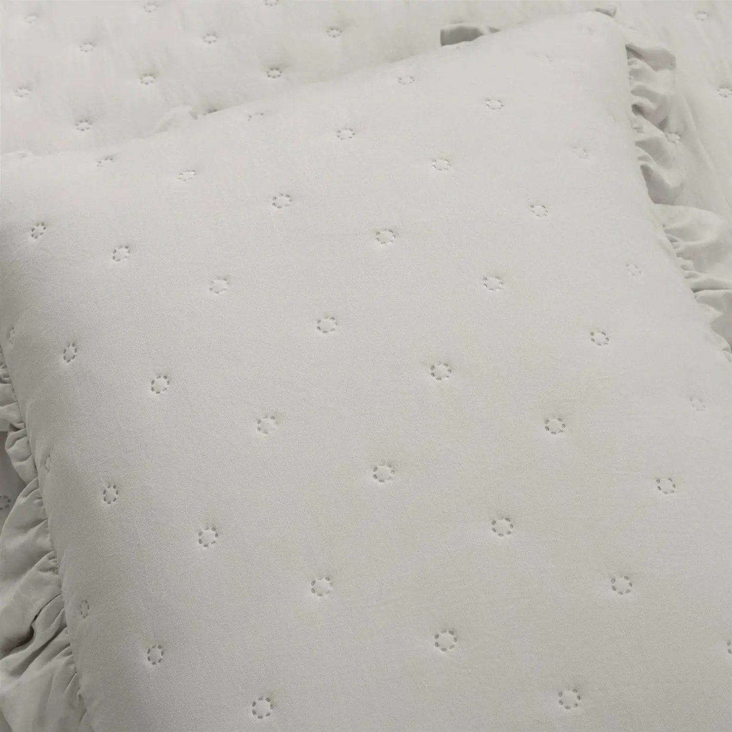 King Size Lightweight Grey Ruffle Reversible Oversized 3 Piece Quilt Set by HomePacific
