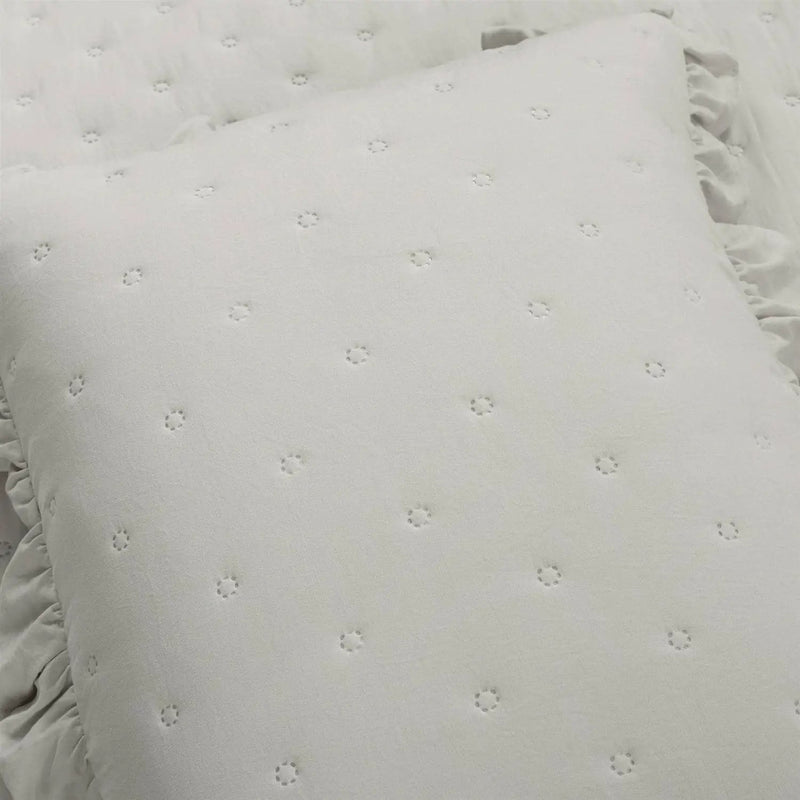 King Size Lightweight Grey Ruffle Reversible Oversized 3 Piece Quilt Set by HomePacific