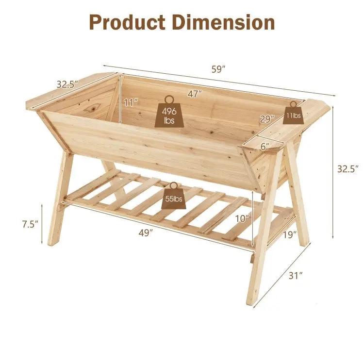 Farmhouse 2 Tier Large Outdoor Natural Wooden 5-ft Raised Garden Bed Planter Box by HomePacific