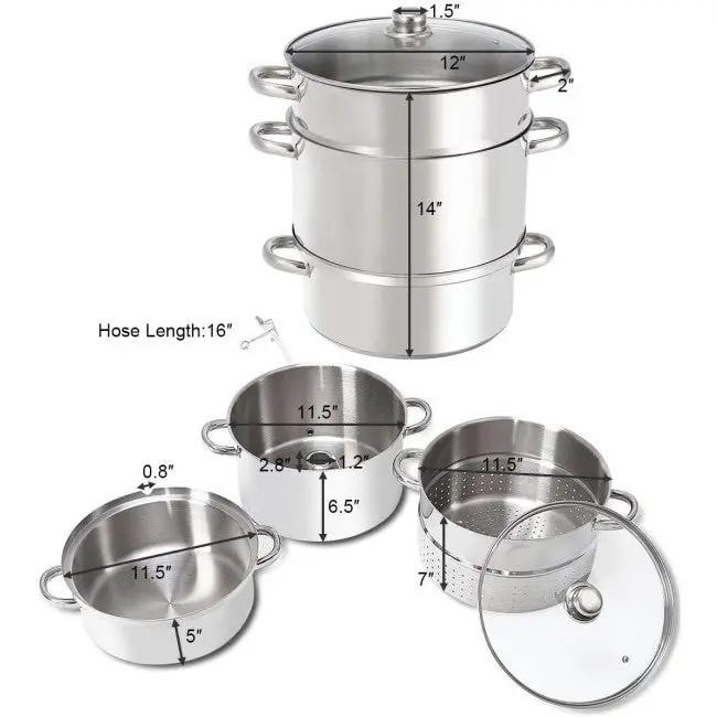 11 Quart Stainless Steel Steamer / Fruit Vegetable Juicer by HomePacific