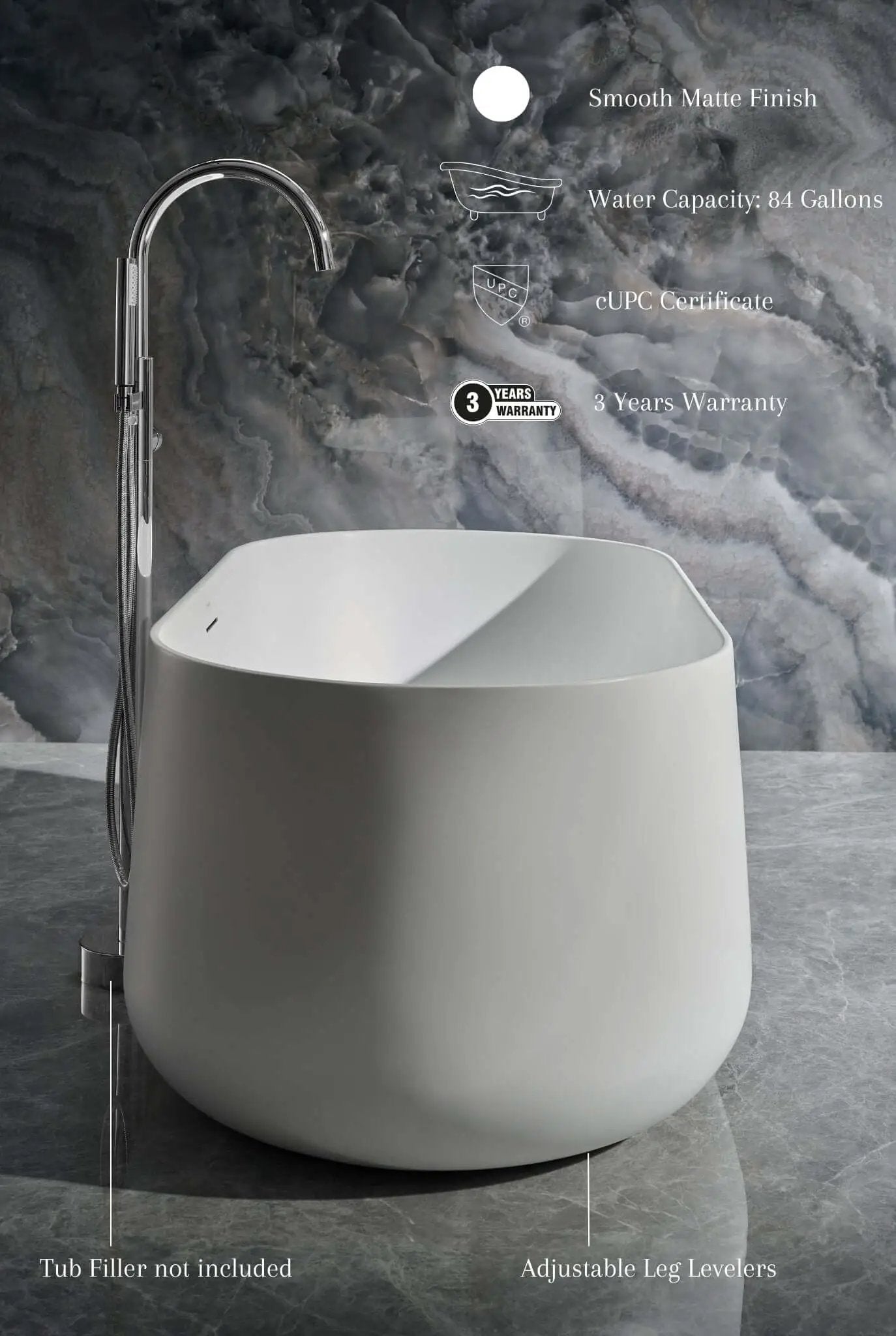 Cossue 61" Freestanding Acrylic Bathtub in White by Ancerre Designs